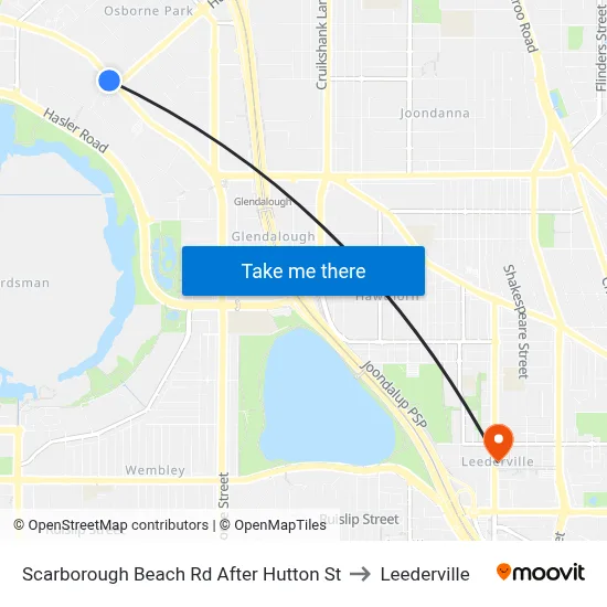 Scarborough Beach Rd After Hutton St to Leederville map
