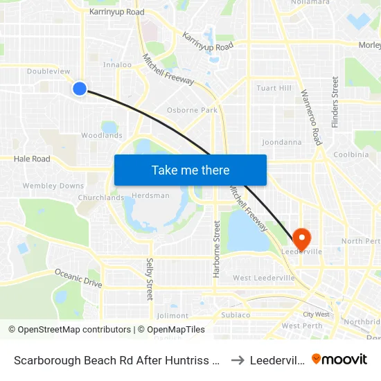 Scarborough Beach Rd After Huntriss Rd to Leederville map