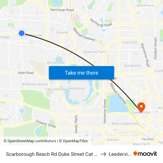 Scarborough Beach Rd Duke Street Cat Id 15 to Leederville map