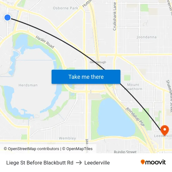 Liege St Before Blackbutt Rd to Leederville map