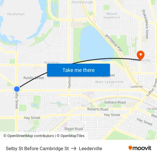 Selby St Before Cambridge St to Leederville map