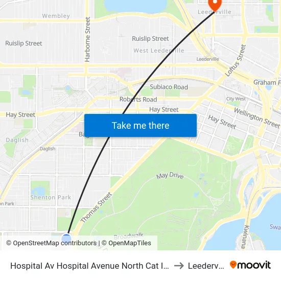 Hospital Av Hospital Avenue North Cat Id 114 to Leederville map