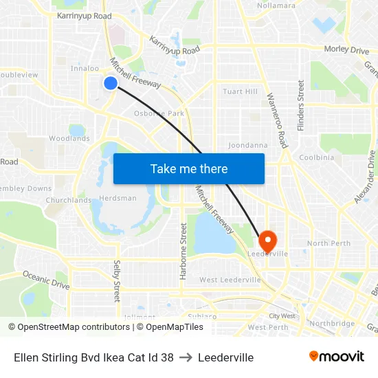 Ellen Stirling Bvd Ikea Cat Id 38 to Leederville map