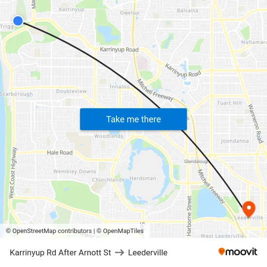 Karrinyup Rd After Arnott St to Leederville map