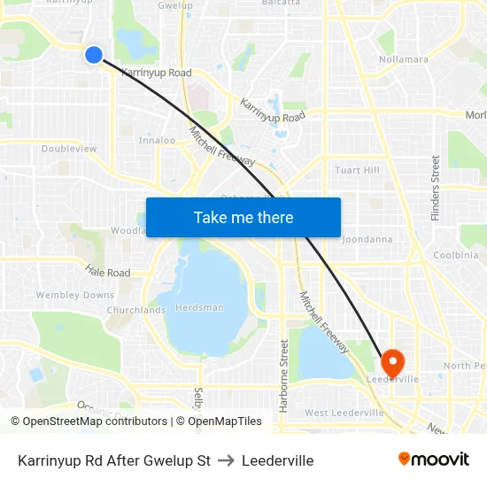 Karrinyup Rd After Gwelup St to Leederville map