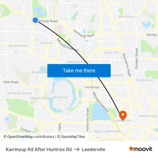 Karrinyup Rd After Huntriss Rd to Leederville map
