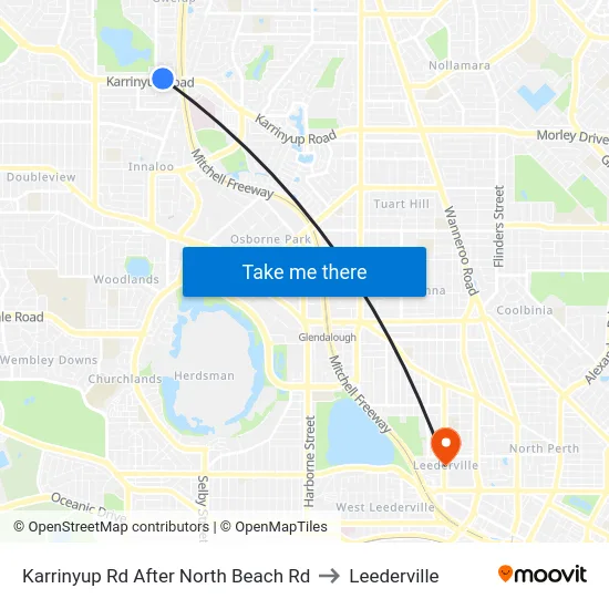 Karrinyup Rd After North Beach Rd to Leederville map