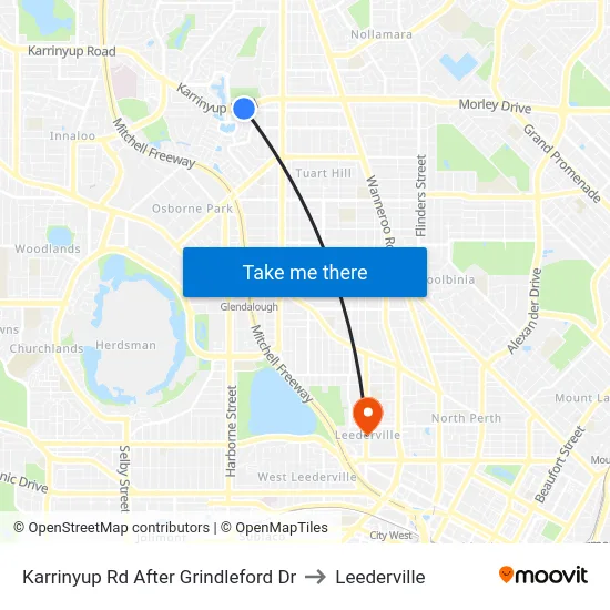 Karrinyup Rd After Grindleford Dr to Leederville map
