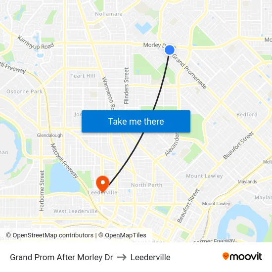 Grand Prom After Morley Dr to Leederville map