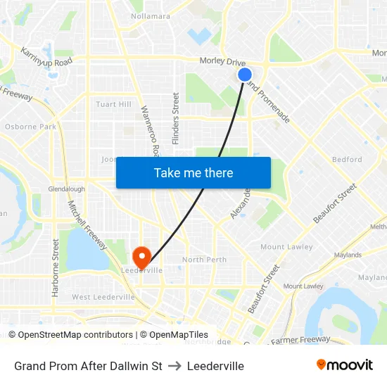 Grand Prom After Dallwin St to Leederville map