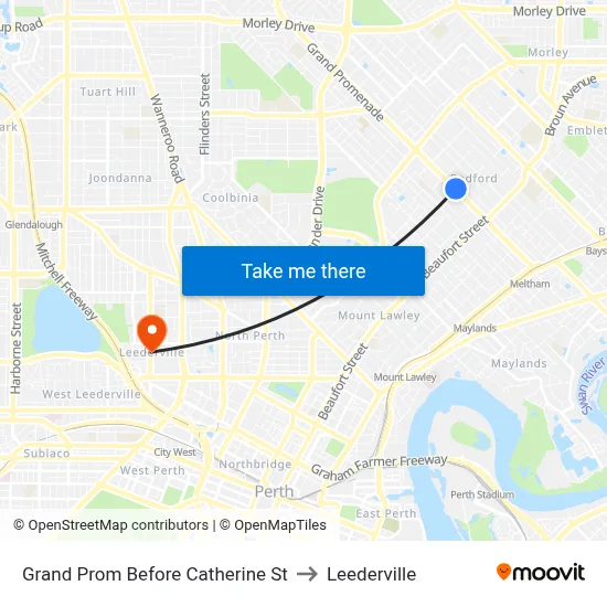 Grand Prom Before Catherine St to Leederville map