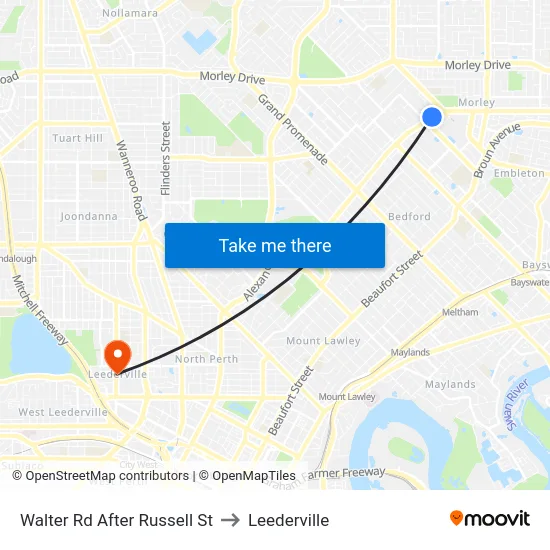 Walter Rd After Russell St to Leederville map