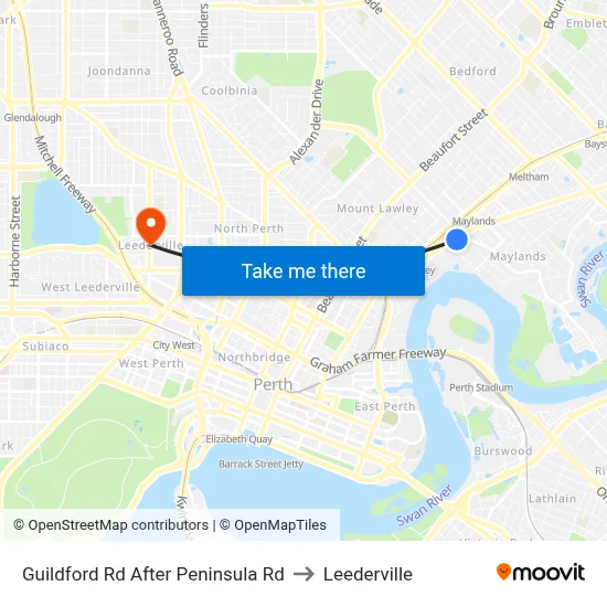 Guildford Rd After Peninsula Rd to Leederville map