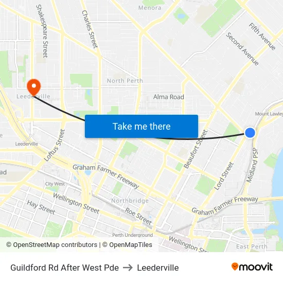 Guildford Rd After West Pde to Leederville map