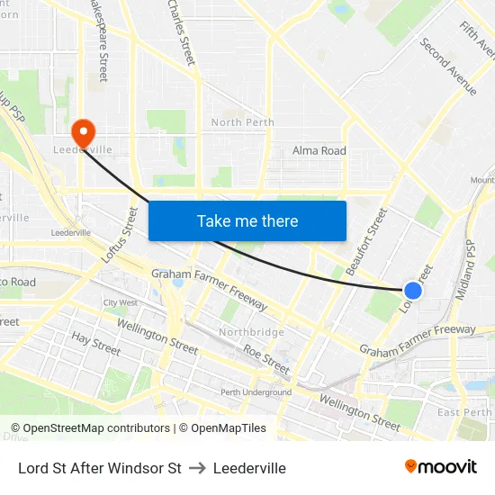 Lord St After Windsor St to Leederville map