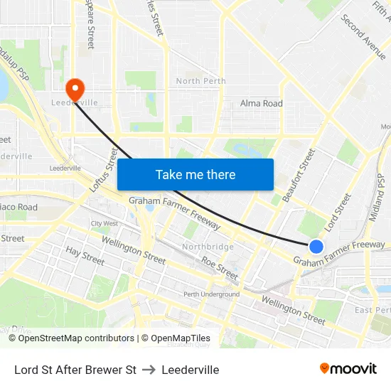 Lord St After Brewer St to Leederville map