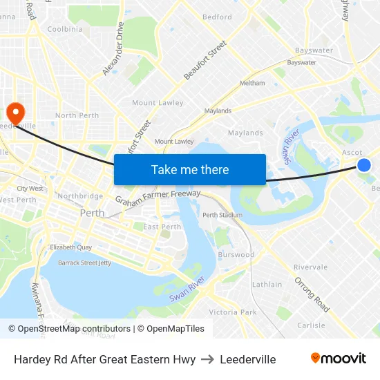 Hardey Rd After Great Eastern Hwy to Leederville map