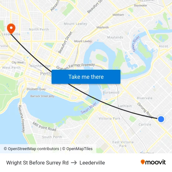 Wright St Before Surrey Rd to Leederville map