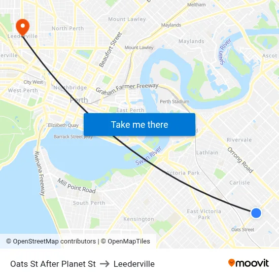 Oats St After Planet St to Leederville map