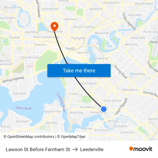 Lawson St Before Farnham St to Leederville map