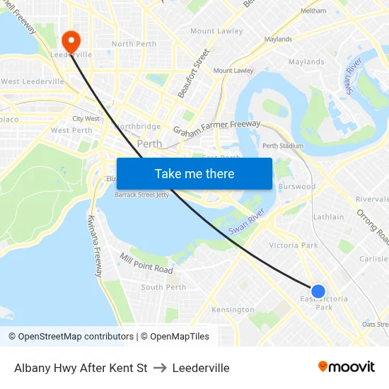 Albany Hwy After Kent St to Leederville map