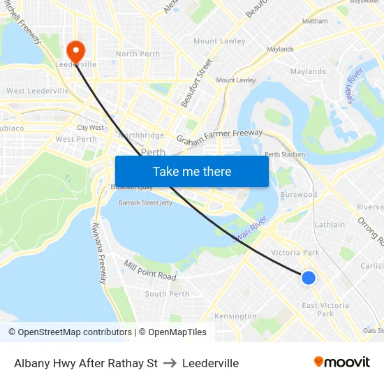 Albany Hwy After Rathay St to Leederville map