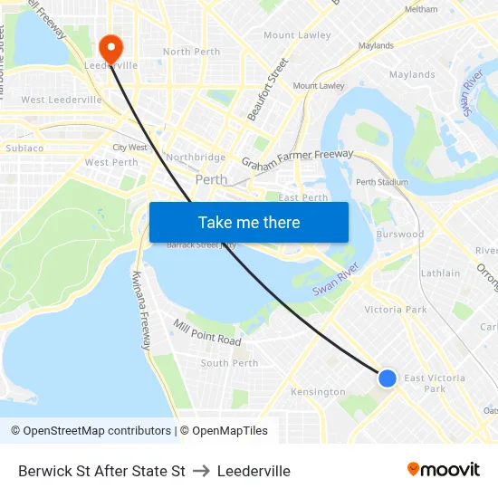 Berwick St After State St to Leederville map