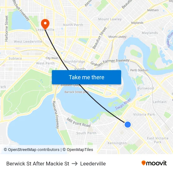 Berwick St After Mackie St to Leederville map