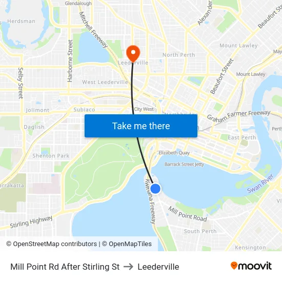 Mill Point Rd After Stirling St to Leederville map