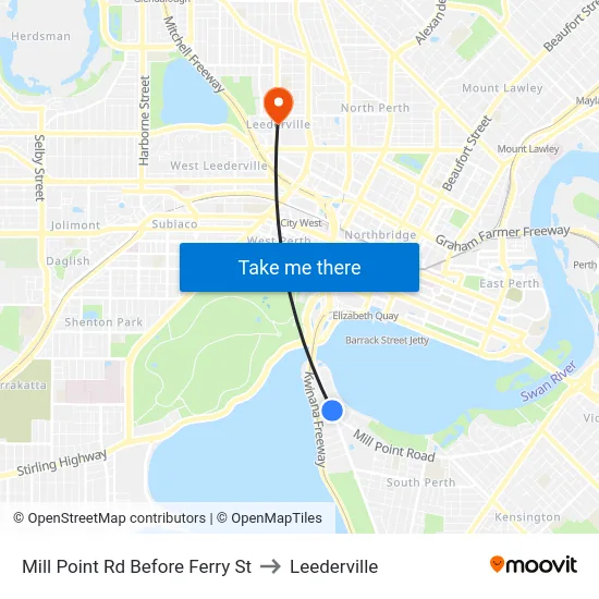 Mill Point Rd Before Ferry St to Leederville map