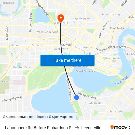 Labouchere Rd Before Richardson St to Leederville map