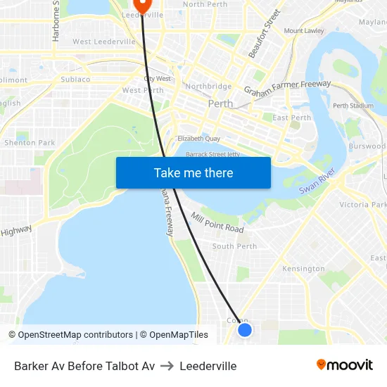 Barker Av Before Talbot Av to Leederville map