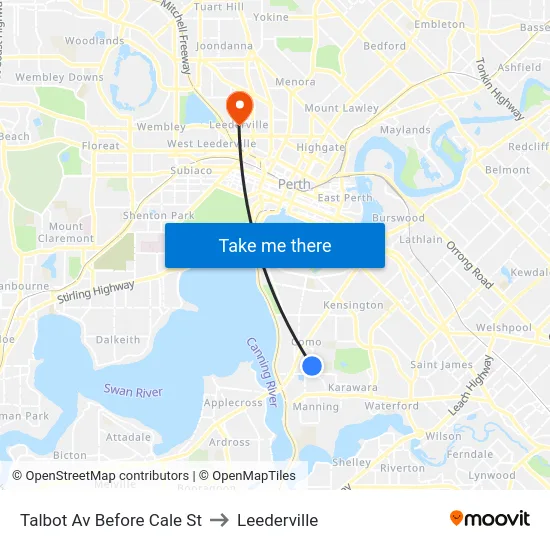 Talbot Av Before Cale St to Leederville map