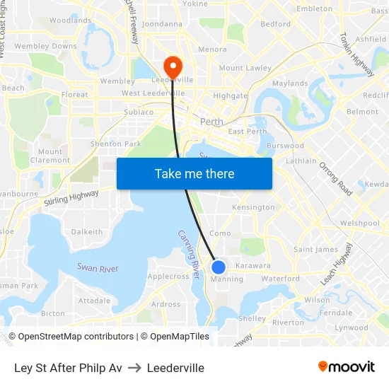 Ley St After Philp Av to Leederville map