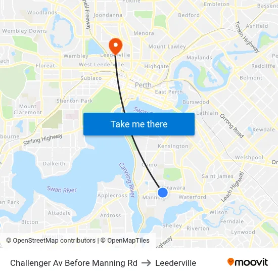 Challenger Av Before Manning Rd to Leederville map