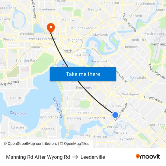 Manning Rd After Wyong Rd to Leederville map