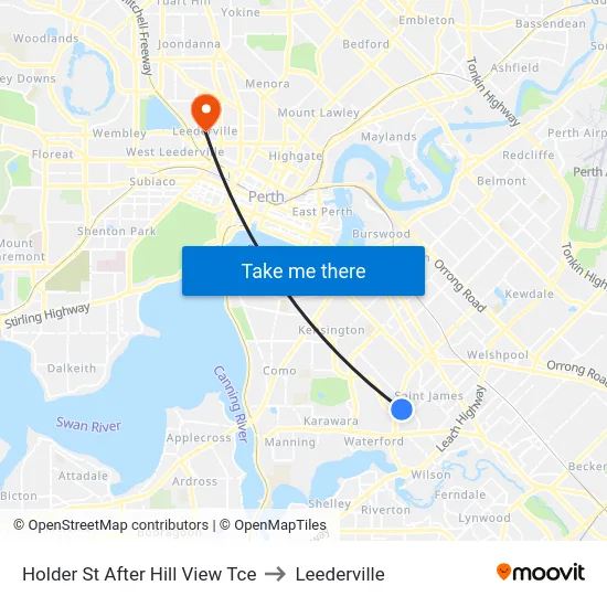 Holder St After Hill View Tce to Leederville map