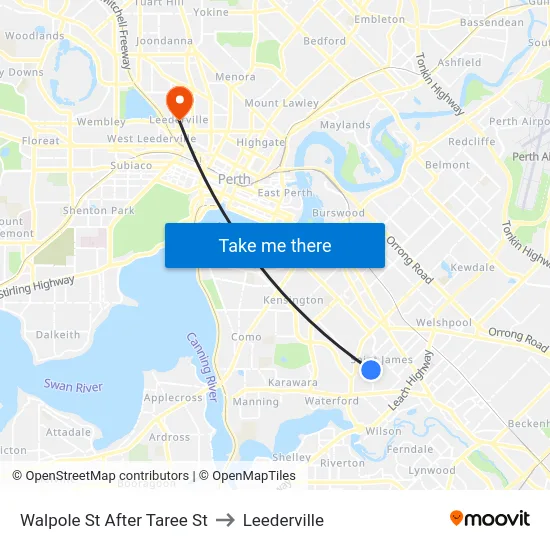 Walpole St After Taree St to Leederville map