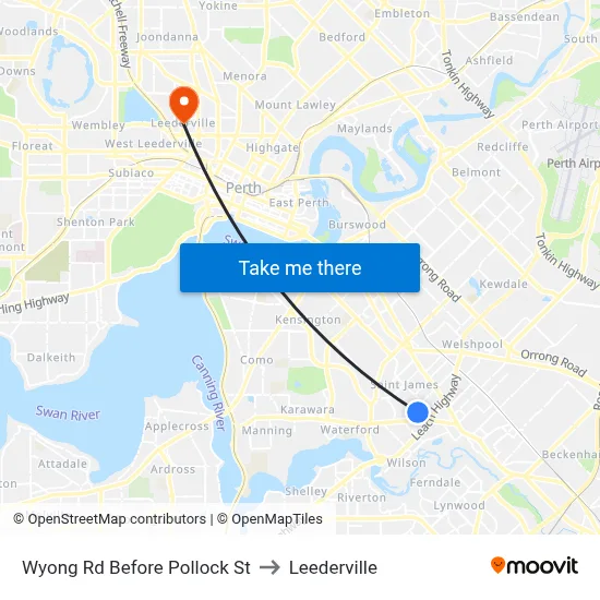 Wyong Rd Before Pollock St to Leederville map