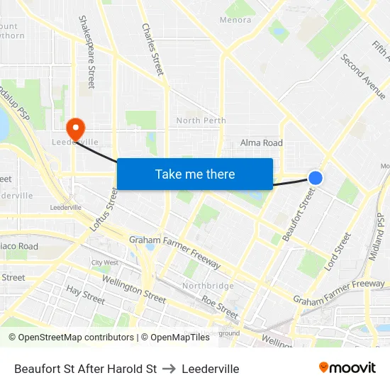 Beaufort St After Harold St to Leederville map
