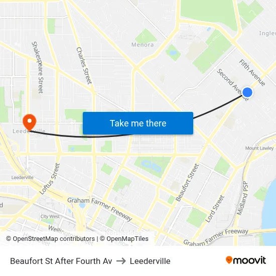 Beaufort St After Fourth Av to Leederville map