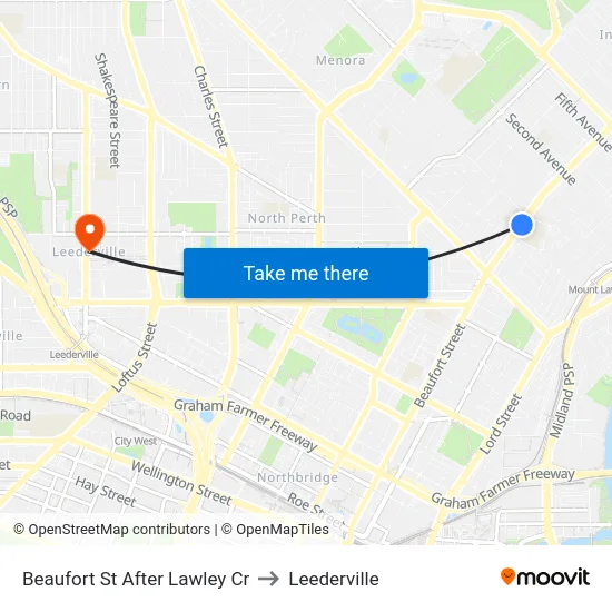 Beaufort St After Lawley Cr to Leederville map