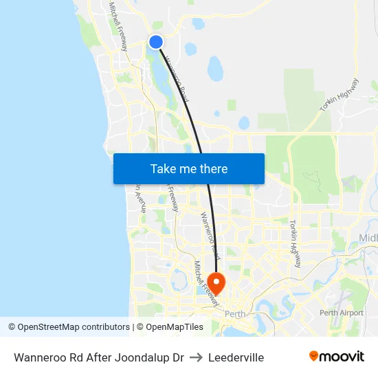 Wanneroo Rd After Joondalup Dr to Leederville map