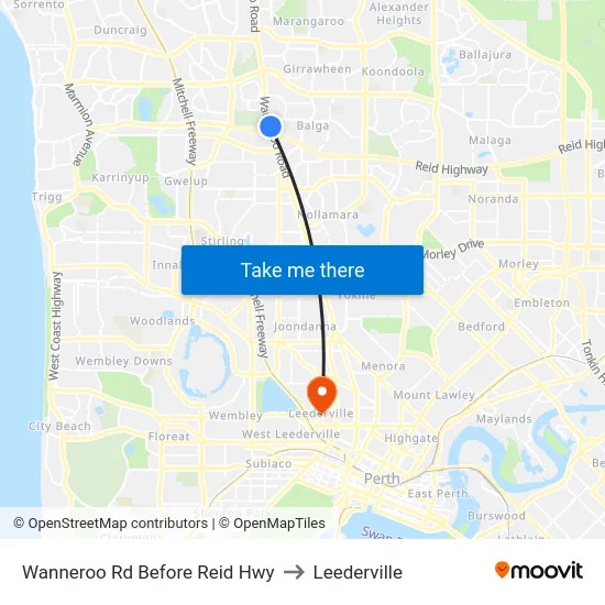 Wanneroo Rd Before Reid Hwy to Leederville map
