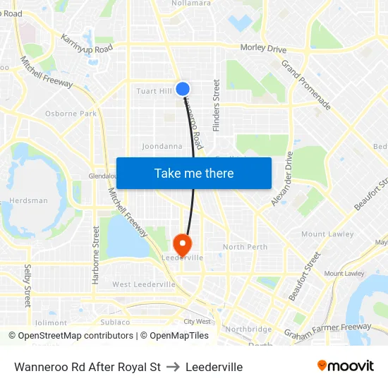 Wanneroo Rd After Royal St to Leederville map