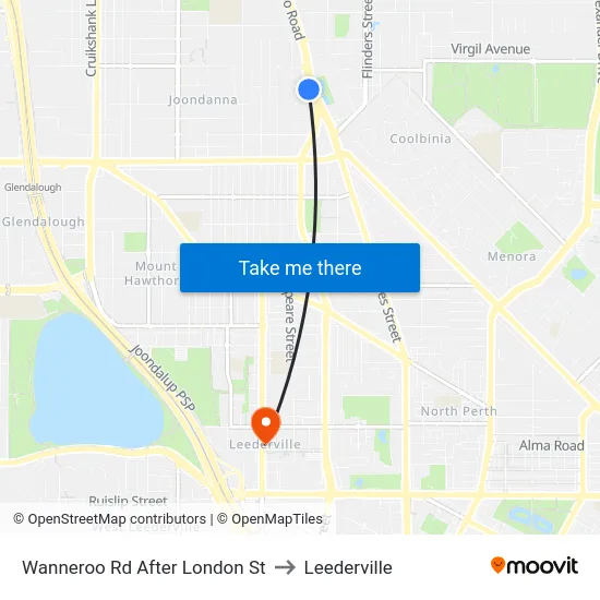 Wanneroo Rd After London St to Leederville map