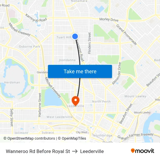 Wanneroo Rd Before Royal St to Leederville map
