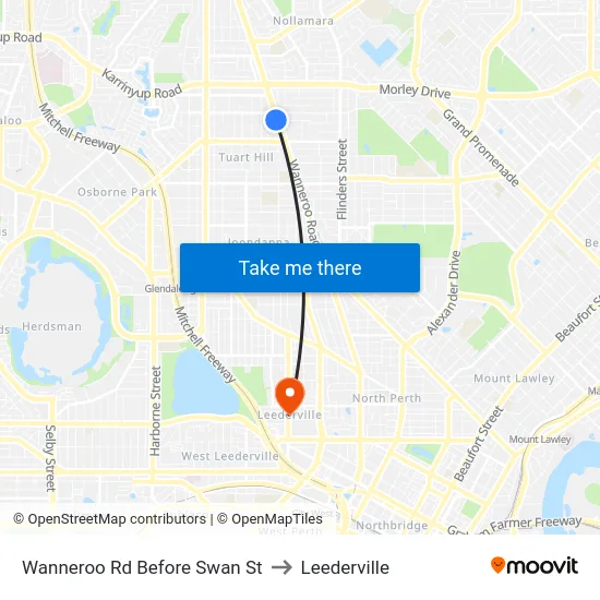 Wanneroo Rd Before Swan St to Leederville map