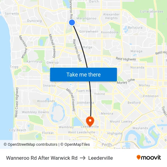 Wanneroo Rd After Warwick Rd to Leederville map