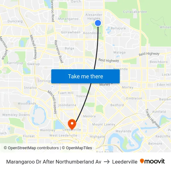 Marangaroo Dr After Northumberland Av to Leederville map